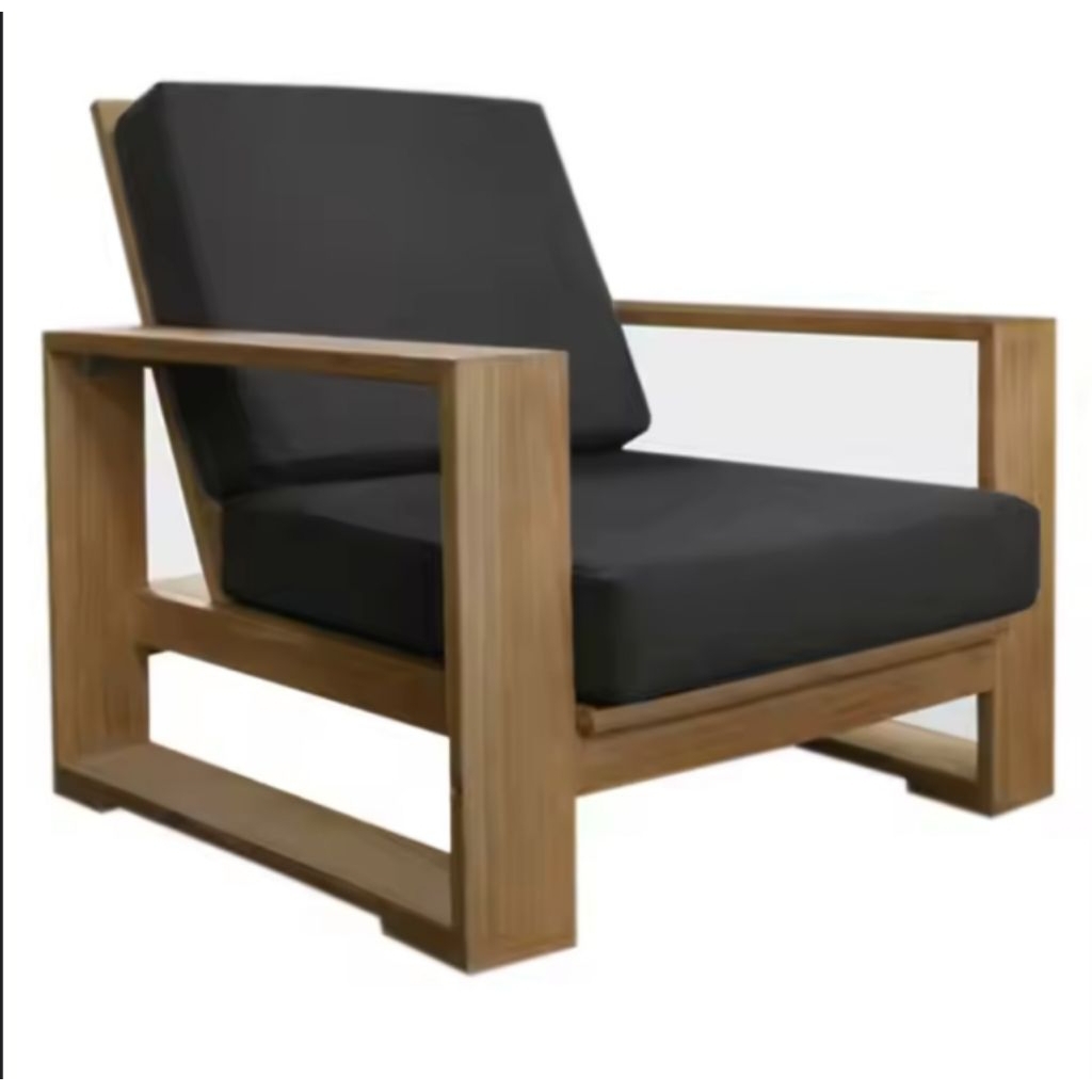 MJ1 495 Kursi Malas - Kursi Sofa duduk santai single minimalis kayu jati empuk