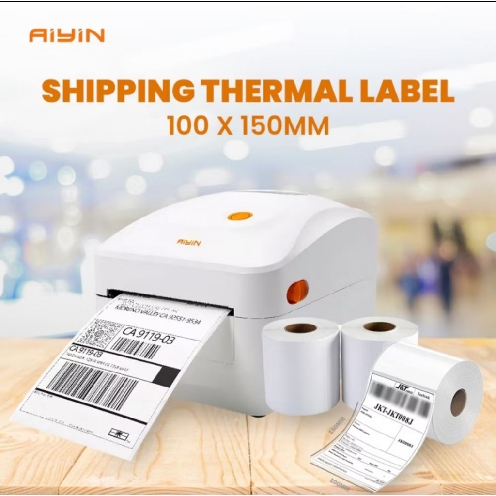 

Thermal Paper 100mm x 150mm A6 500pcs/Roll Sticker Label Kertas Resi Paket