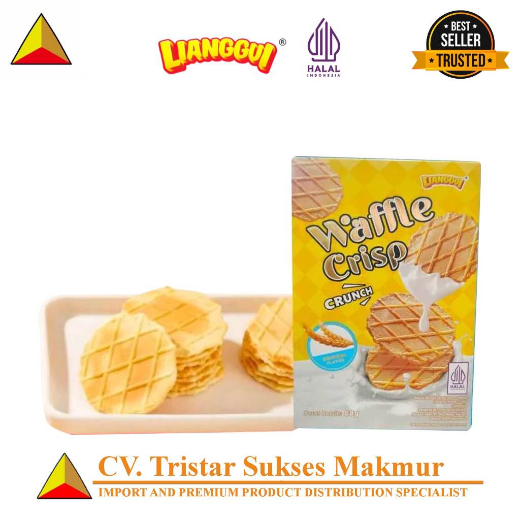 

(HALAL) Lianggui Waffle Crisp 68gr – Camilan Wafel Renyah Rasa Original, Manis Gurih & Praktis