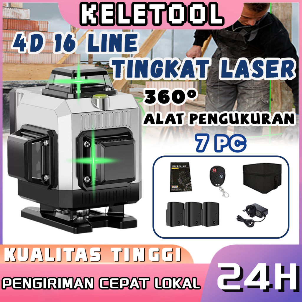 16 Line laser tukang bangunan Waterpass laser 4d digital meteran 12 line Laser multifungsi laser lev