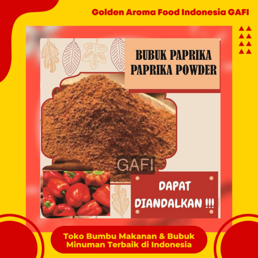 

GAFI Food Paprika Bubuk 1Kg Kualitas Premium | Smoked Paprika Sweet Manis Powder 1 Kg Bumbu Alami untuk Rasa Pedas Manis & Warna Merah Menggoda | Cocok untuk Kuliner, UMKM & Dapur Rumah