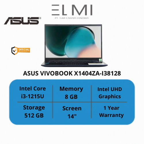 ASUS VIVOBOOK X1404ZA-I38128 INTEL i3-1215U 8GB RAM 512GB SSD 14"