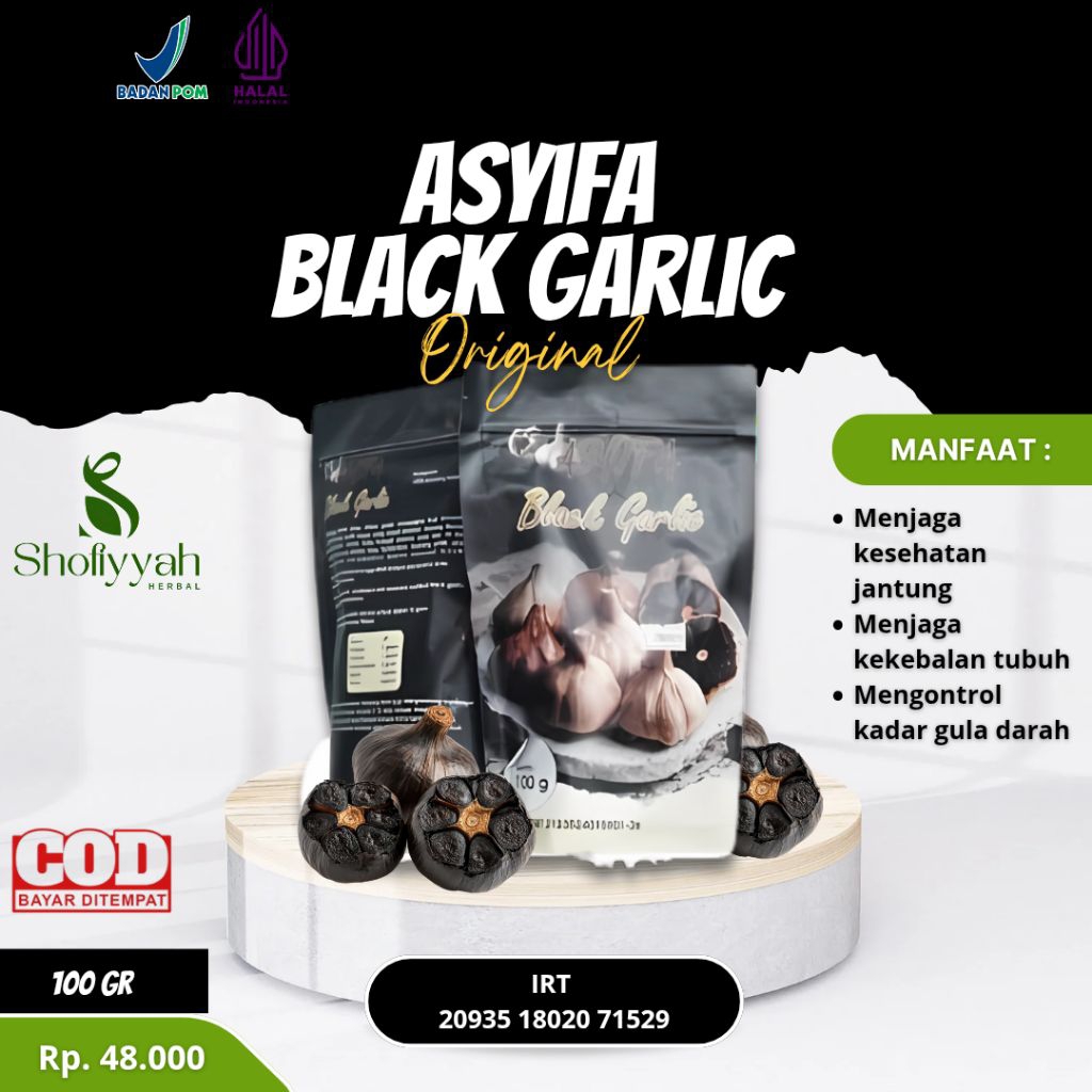 

Black garlic asyifa 100% bawang hitam asli obat alami menjaga kekebalan tubuh menyehatkan jantung