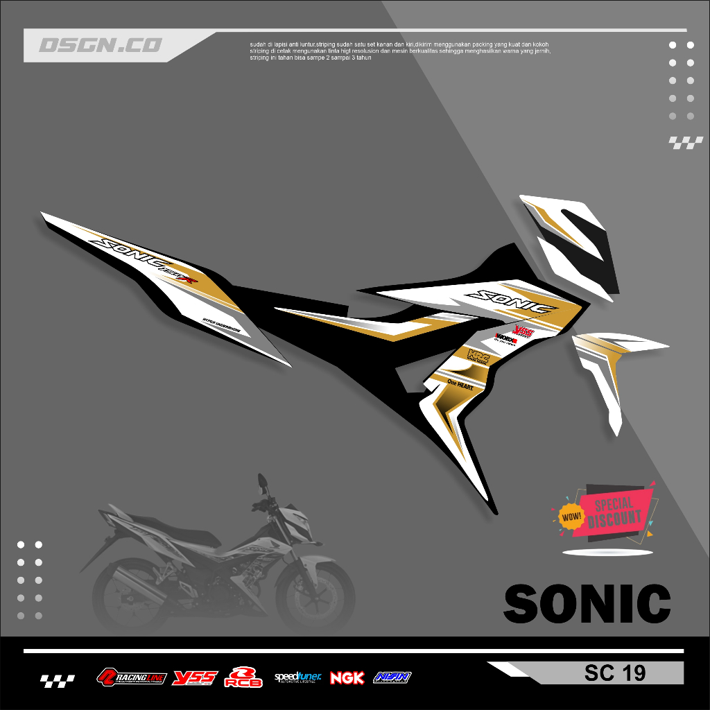Striping Variasi Honda Sonic 150R / Sticker Honda Sonic variasi motif simple keren kode 19