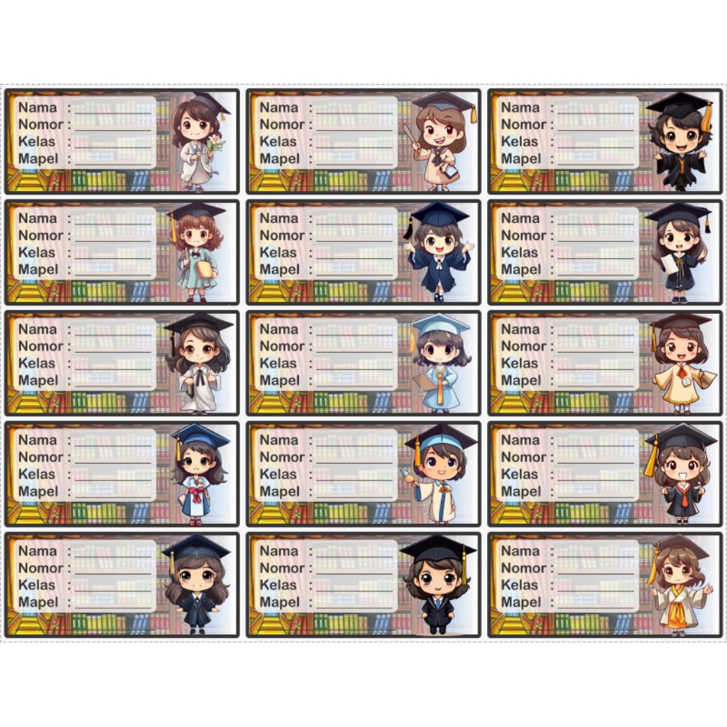 

Sticker Label Nama Buku Fancy #motif perempuan01