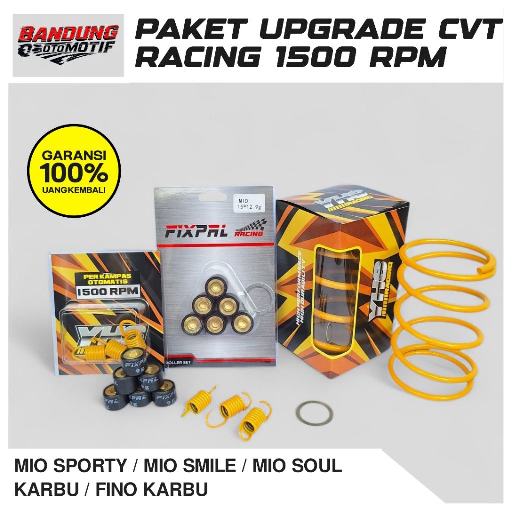 Paketan Kirian Cvt 1500 Rpm Full Set Mio Sporty Mio Smile Mio Soul Karbu Nouvo + Roller dan Per Sent