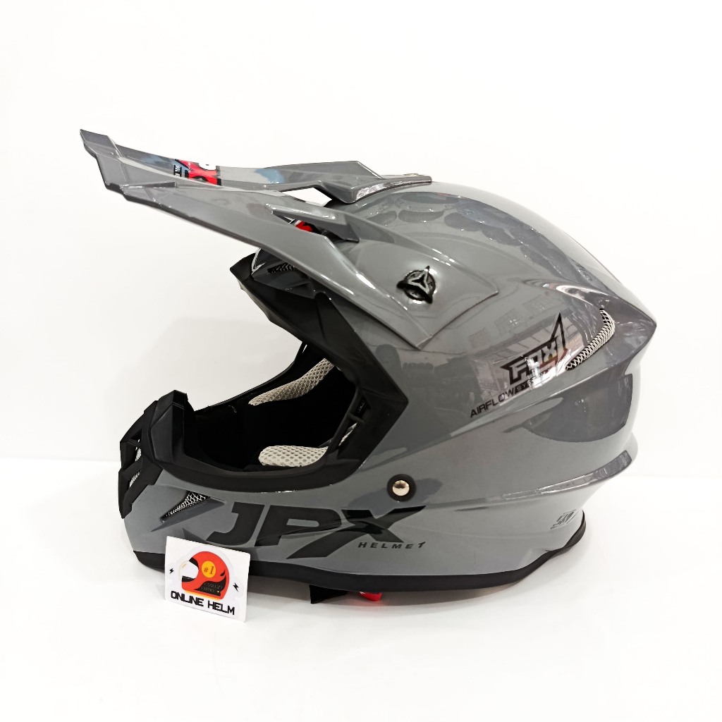 HELM JPX CROSS SOLID ORIGINAL WARNA ABU KILAT