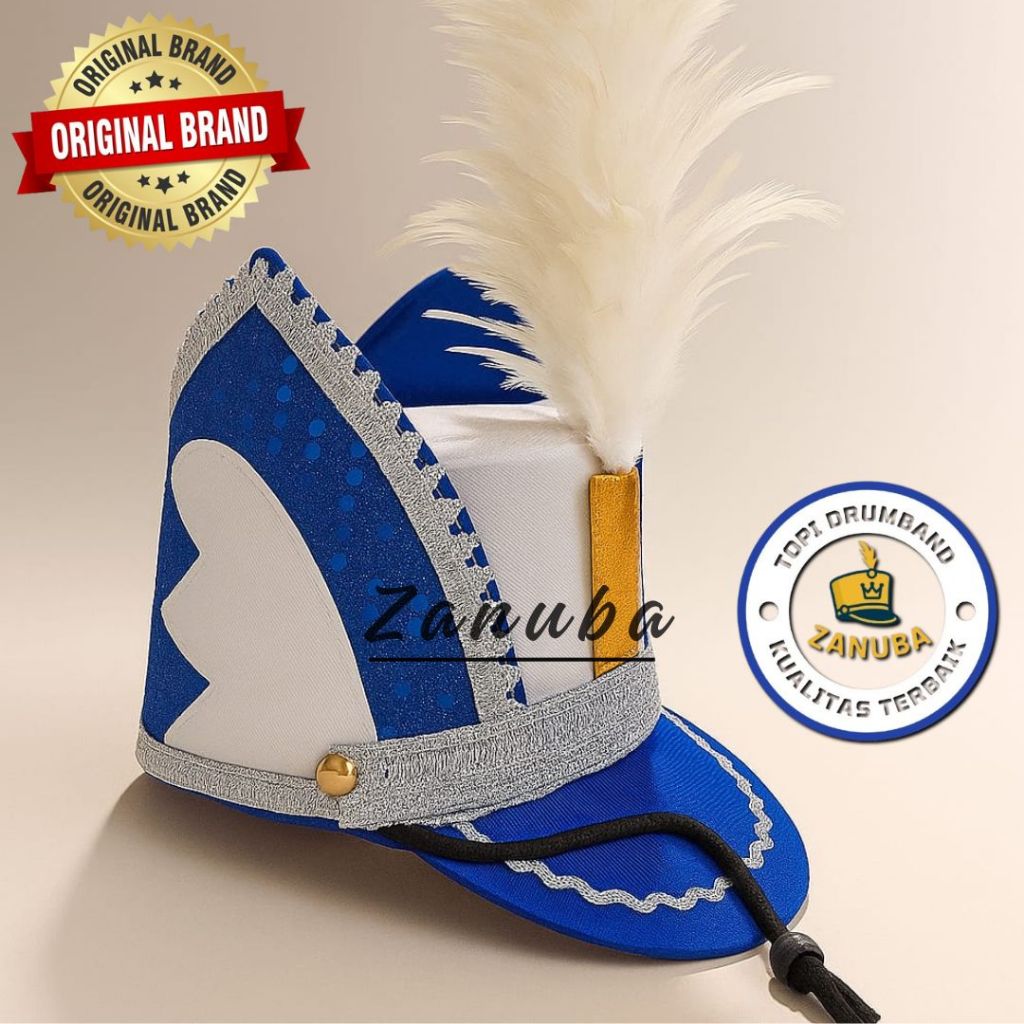 Topi Drumband Topi Mayoret Biru Putih