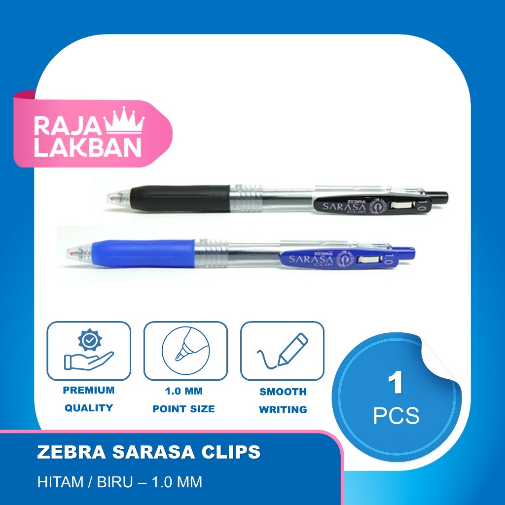 

Pulpen Sarasa Clips Zebra Pen 1.0 mm - Biru/ Hitam - Pcs