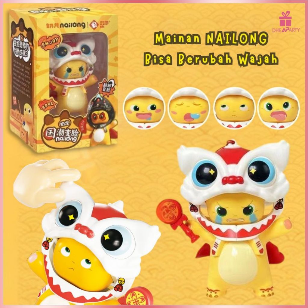 DP Mainan Barongsai Nailong Sichuan Bisa Berubah Ekspresi / Mainan Dekorasi Nailong Dino Kuning Sich