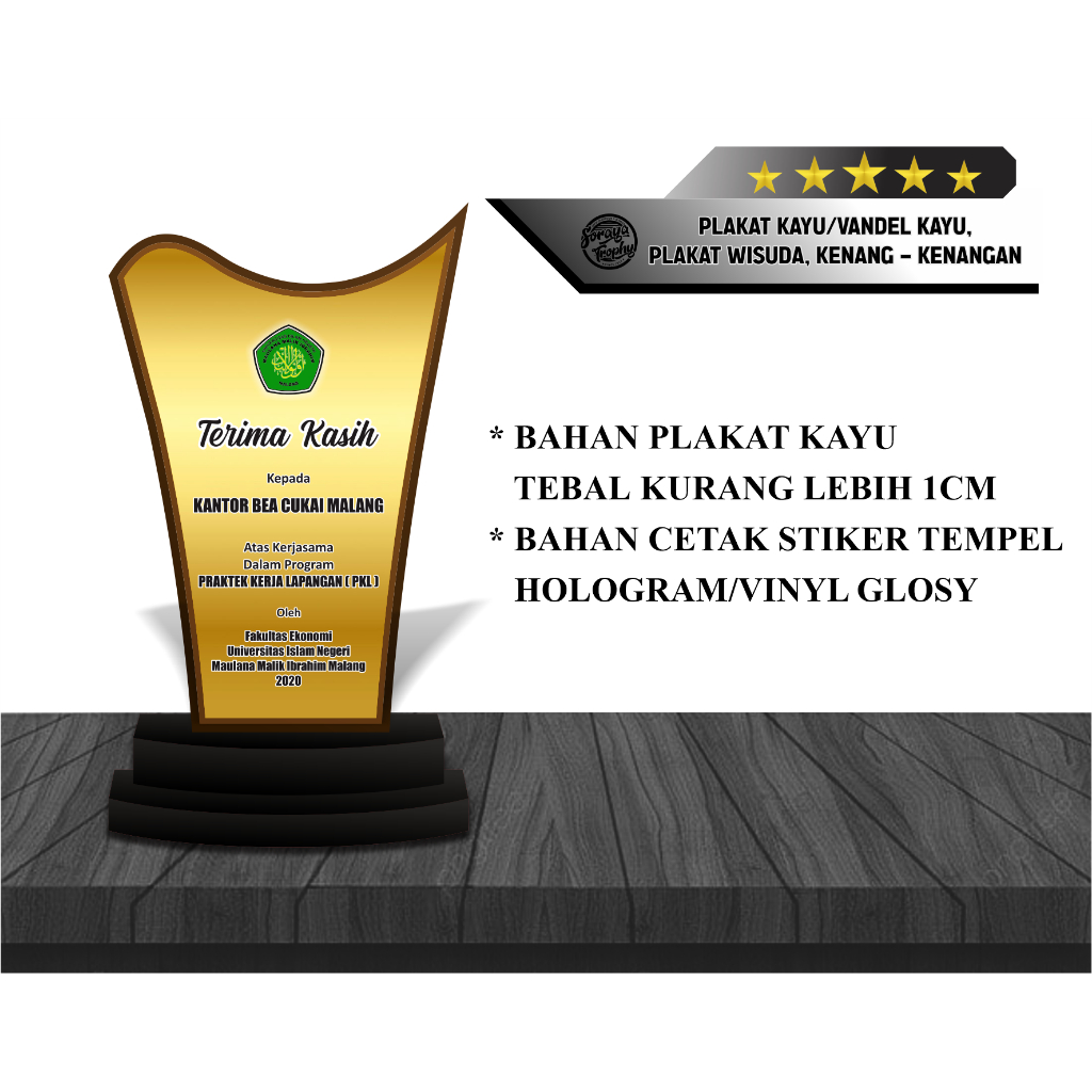 PLAKAT KAYU/VANDEL KAYU, PLAKAT WISUDA, KENANG - KENANGAN