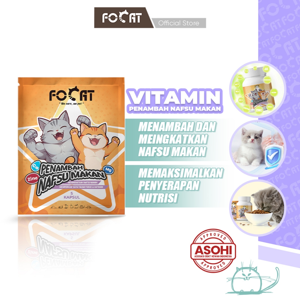 FOCAT Vitamin Penambah Nafsu Makan Kucing N26 Cat Appetite Booster/Suplemen Penambah Nafsu Makan