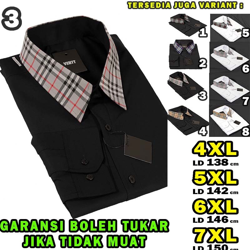 Kemeja kerah kotak polos hem baju atasan pria cowok laki laki jumbo bog size oversize regular regule