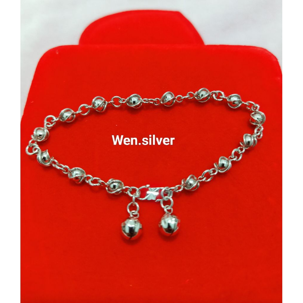 GELANG RANTAI BOLA DEWASA PERAK 925 ASLI LAPIS EMAS