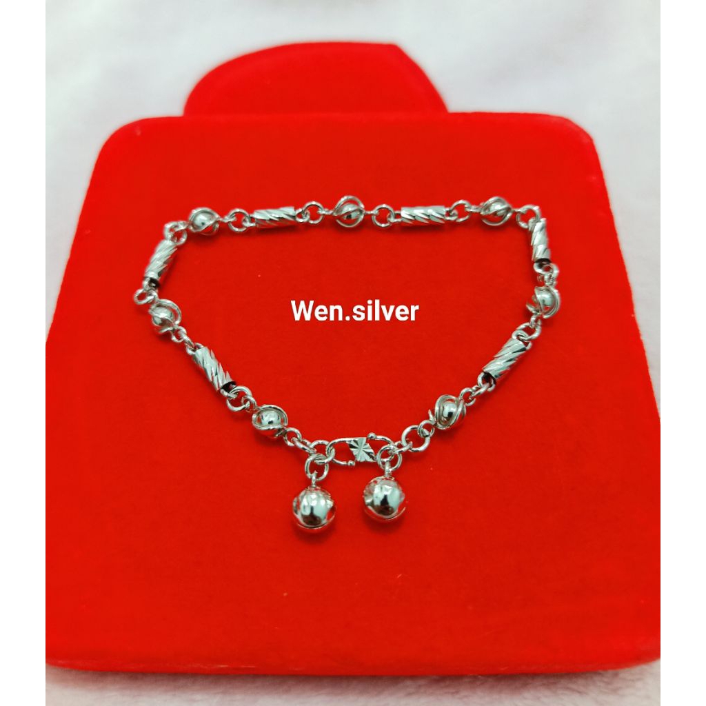 GELANG RANTAI DEWASA BAMBU UKIR PERAK 925 ASLI LAPIS EMAS