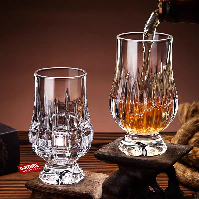 RB [Satuan] Gelas Kaca Tebal Motif Gelas Wine Aesthetic Whisky Glass Gelas Minum Wine Champagne