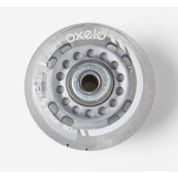 OXELO Roda + Bantalan Sepatu Roda Flashing  Anak 80A 63mm 2pcs