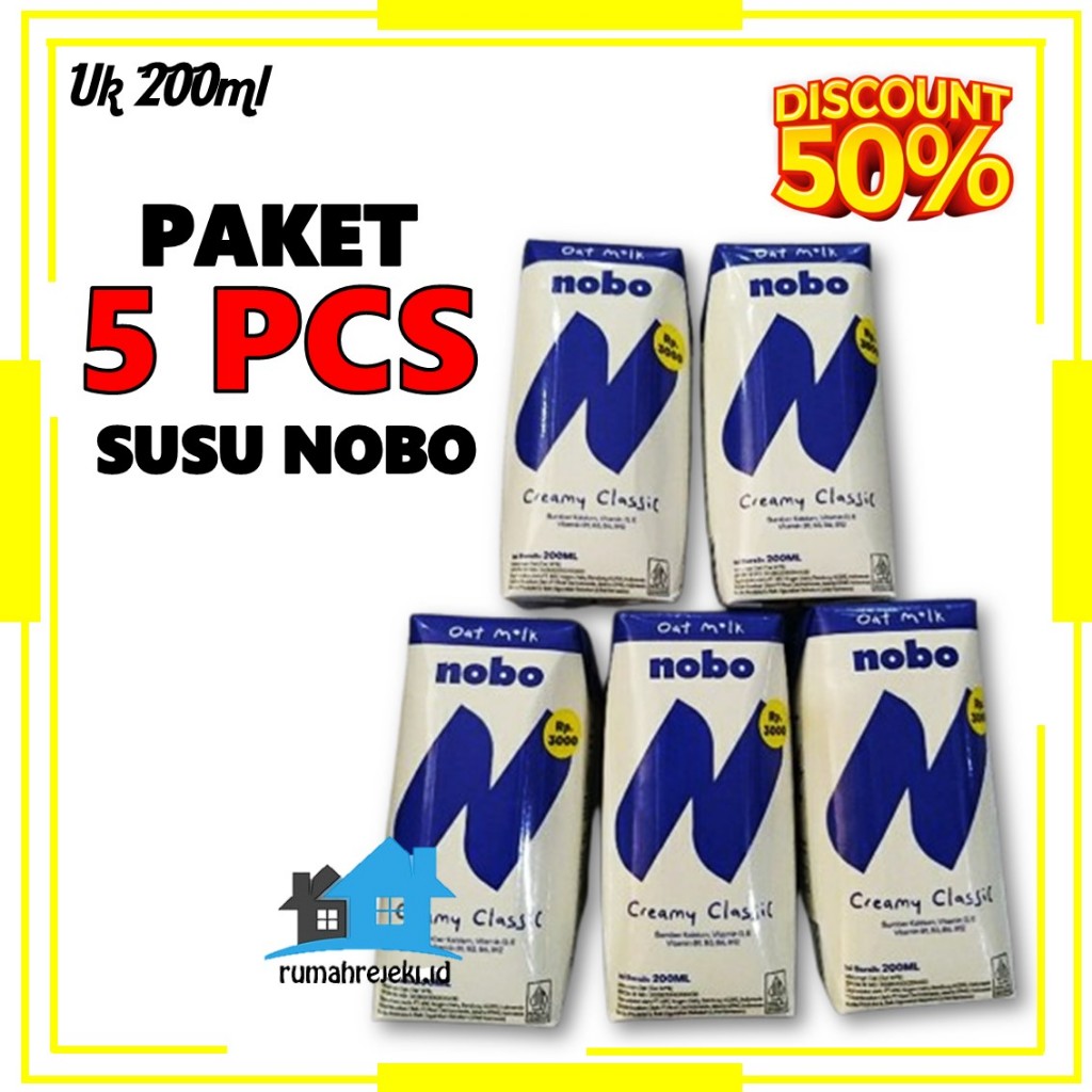 

PAKET 5 PCS Susu Nobo 200ml Murah - Susu UHT Nobo 200ml Tahan Lama - 1 Karton isi 24