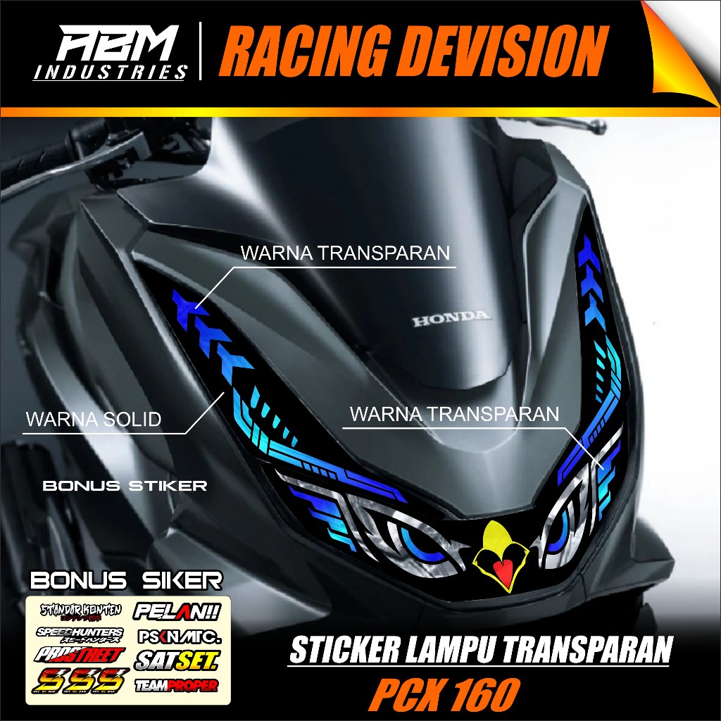 Stiker Transparan Lampu PCX 160 /  Sticker Variasi Lampu Alis Motor Honda PCX 160