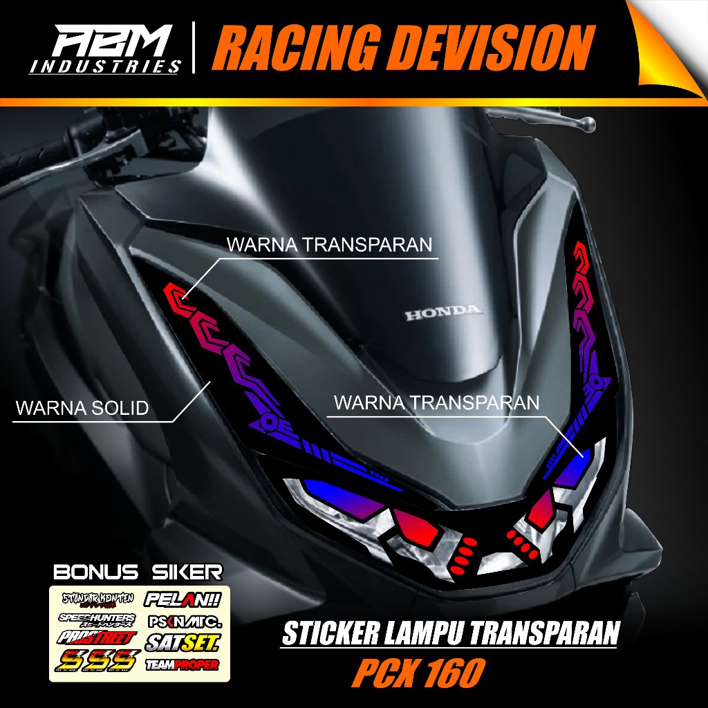 Stiker Transparan Lampu PCX 160 /  Sticker Variasi Lampu Alis Motor Honda PCX 160
