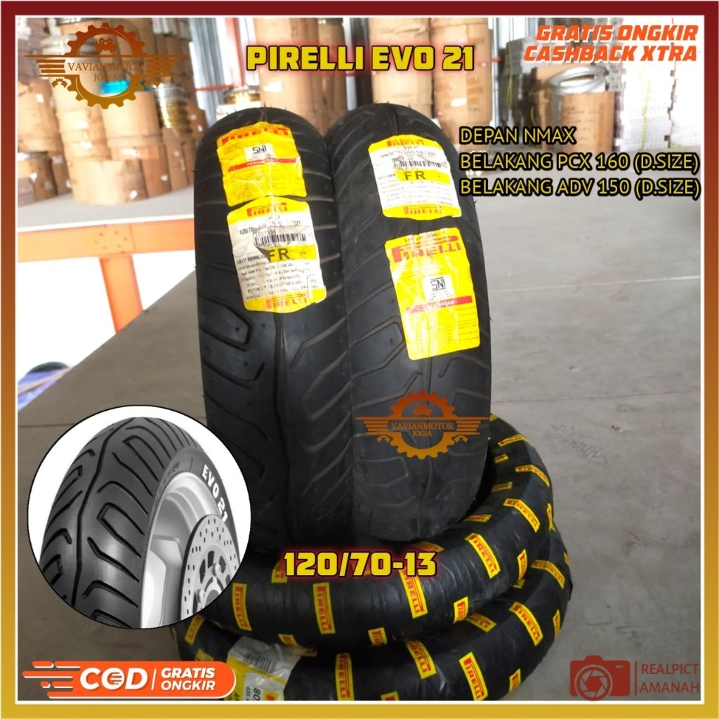 (Promo) Tangan Pertama Ban 120/70-13 Ban 120 70 13 Ban 120/70 Ring 13 Pirelli Evo 21 Ban Depan Nmax 