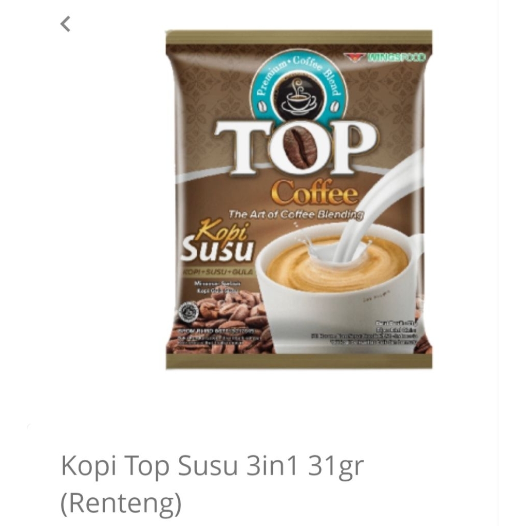 

TOP Kopi Susu 3in1 (1renceng = 12sachet)