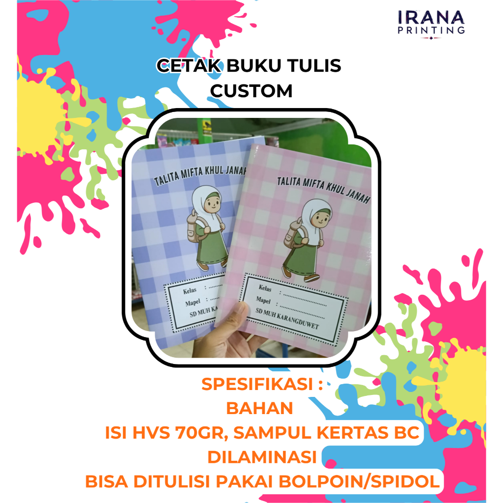 

Cetak Buku Tulis Custom Design Bebas/Bisa Pakai Foto/Isi 32 lembar