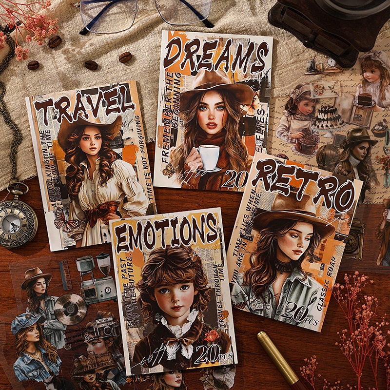 

[Artopia] Sticker PET Book Buku Stiker Vintage ZSLN American Cewek Cowboy