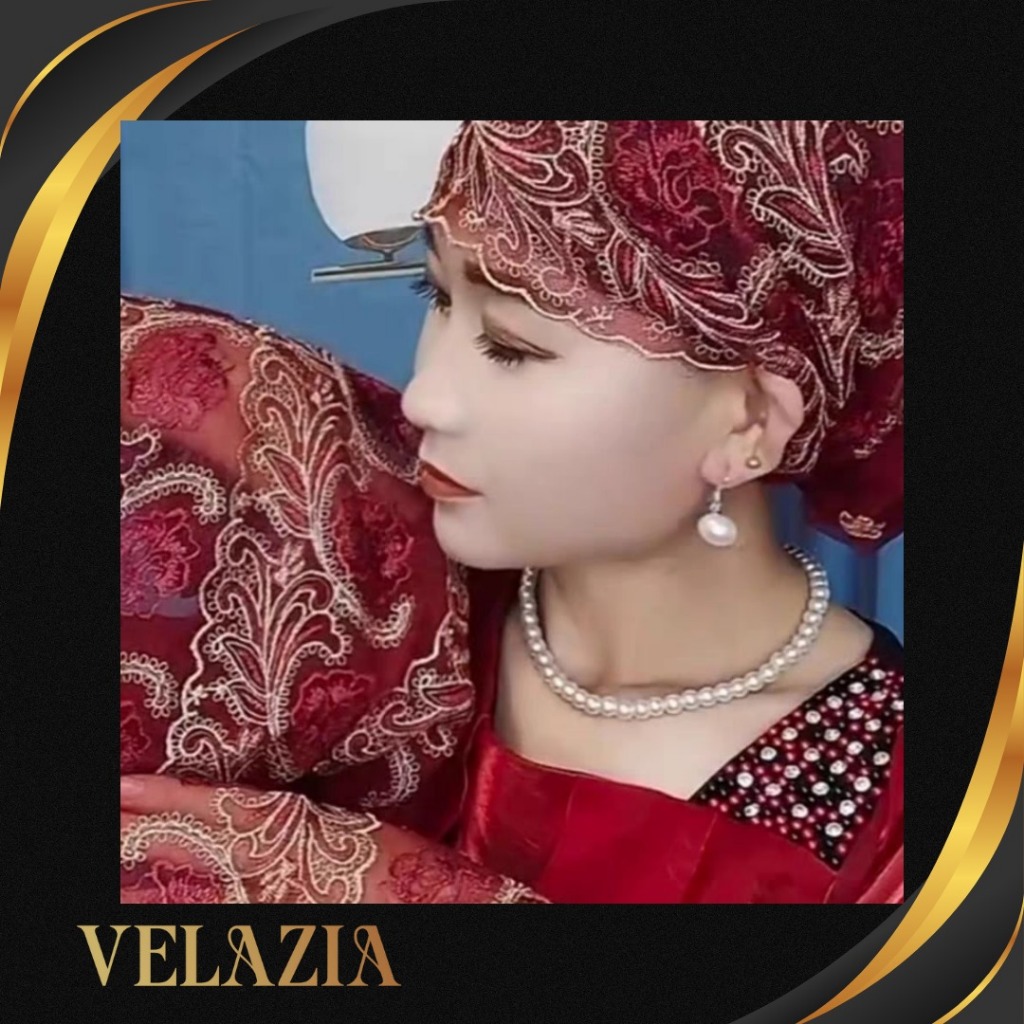 Jilbab Turban Instan Bordir Renda Premium Import - Turban Instan Topi, Hijab Topi Bordir