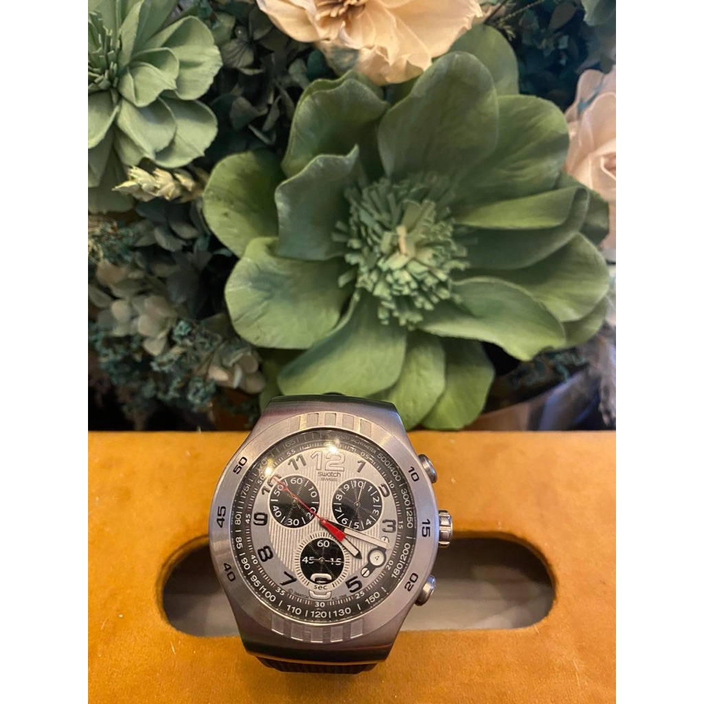 [PRELOVED] Swatch Irony Swiss V8 Panda Face Tachymeter Chronograph Sportuhr 47MM