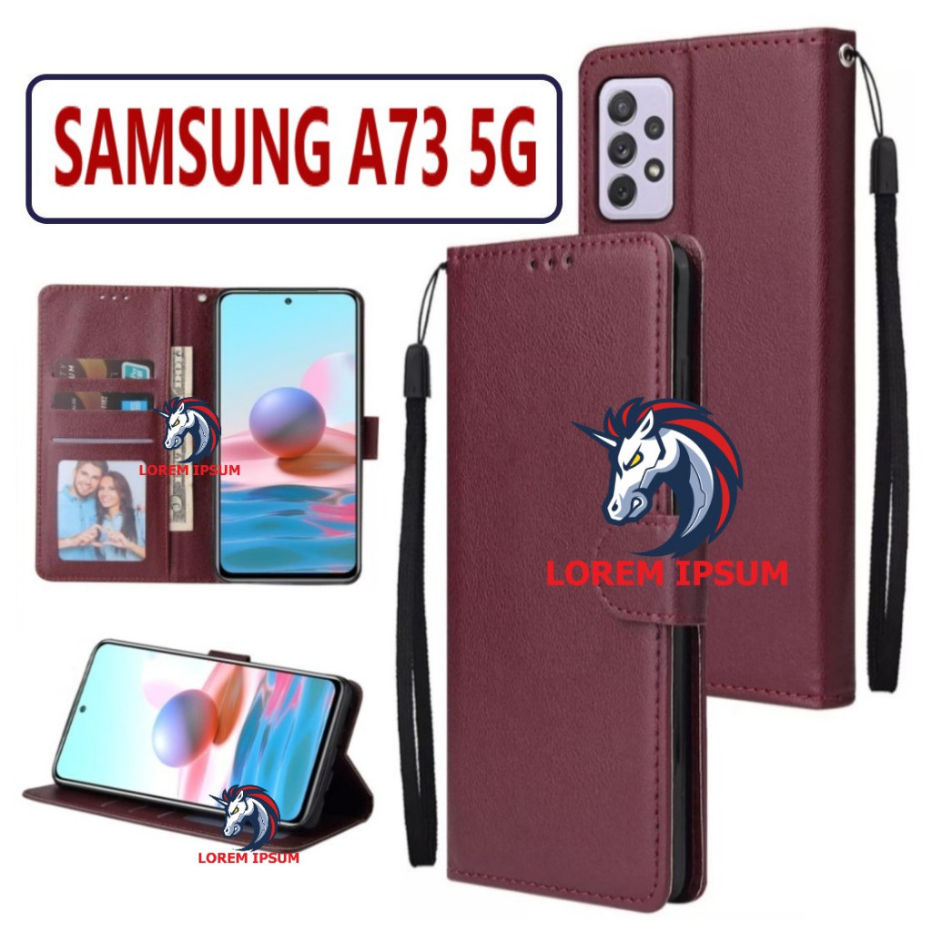 LEATHER CASING SAMSUNG A73 5G CASE KULIT FLIP WALLET LEATHER KULIT PREMIUM SARUNG BUKA TUTUP KESING 