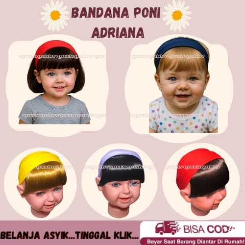 QUEENS BANDANA RAMBUT PALSU BAYI / BANDANA PONI ADRIANA / BANDO ANAK RAMBUT PALSU / BANDANA ANAK PON
