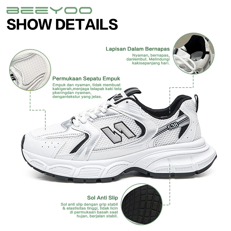 STOK TIPIS Beeyoo Sepatu Wanita Korean Style Sneakers Sporty Casual Kets Shoes Running Olahraga