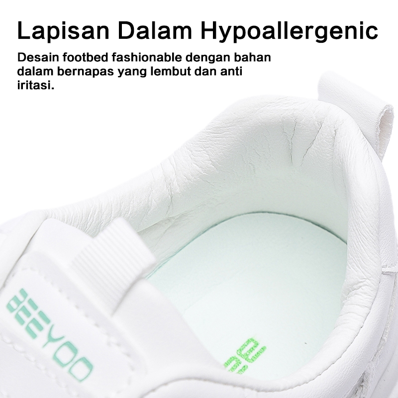 TERLARIS Beeyoo Sepatu Wanita Tanpa Tali Sneakers Wanita Fashion Sport Shoes Kets Putih Polos WK101