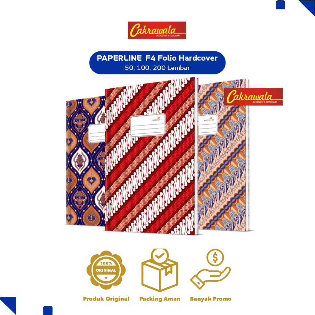 PAPERLINE Buku Tulis F4 Folio Hard Cover | Buku Hard Cover Ukuran Besar Bergaris Kantor