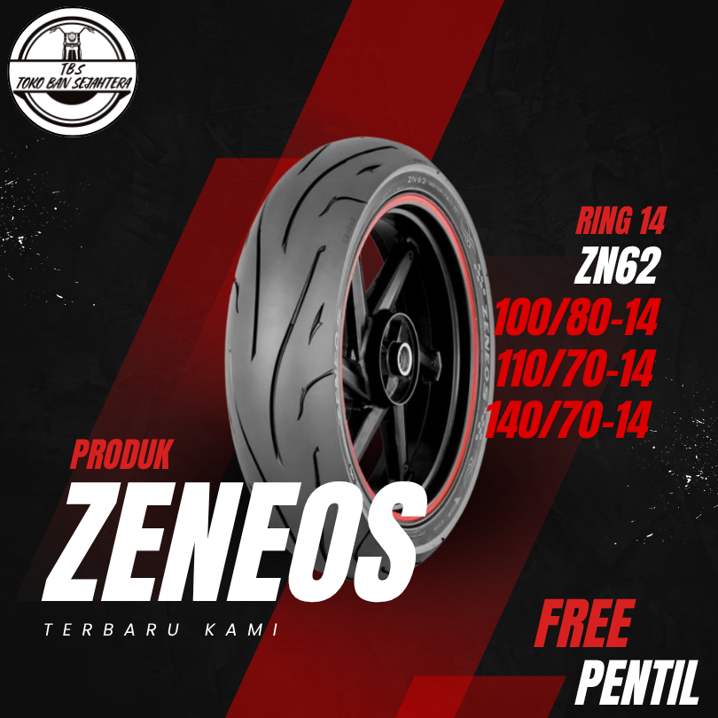 BAN MOTOR AEROX ZENEOS ZN62 Ring 14 TUBELESS DEPAN BELAKANG AEROX