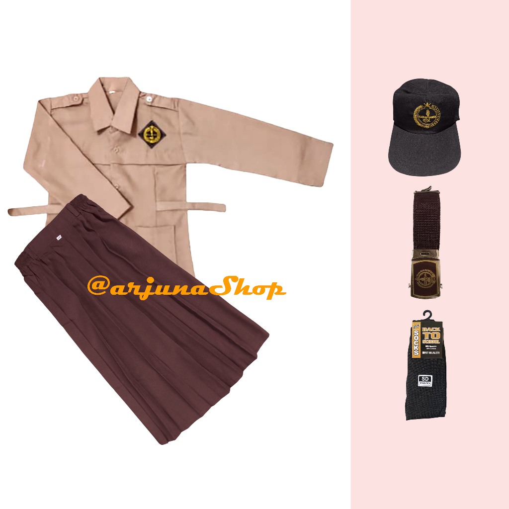 Setelan Lengkap Seragam Pramuka SD Panjang Anak Perempuan Cewe