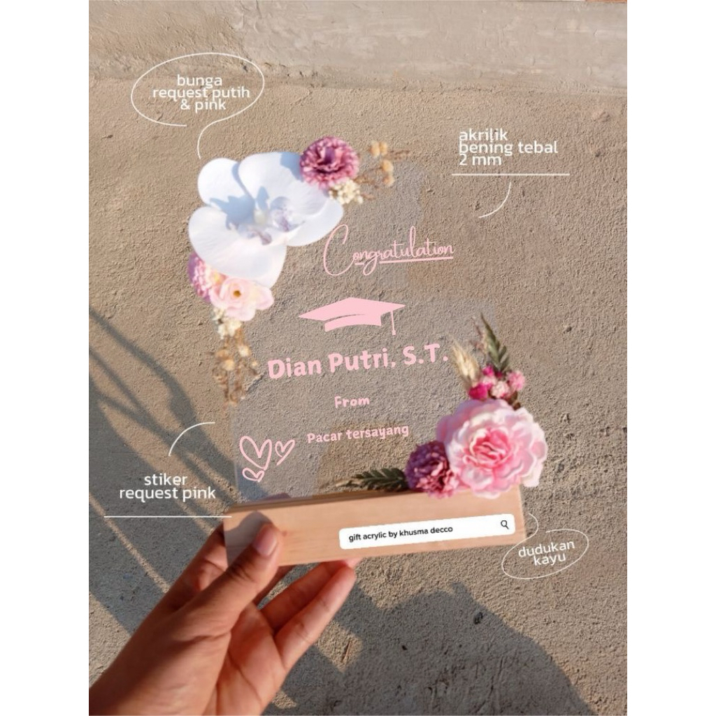 Handmade Gift Acrylic Custom, Hampers Hadiah, Hadiah Akrilik