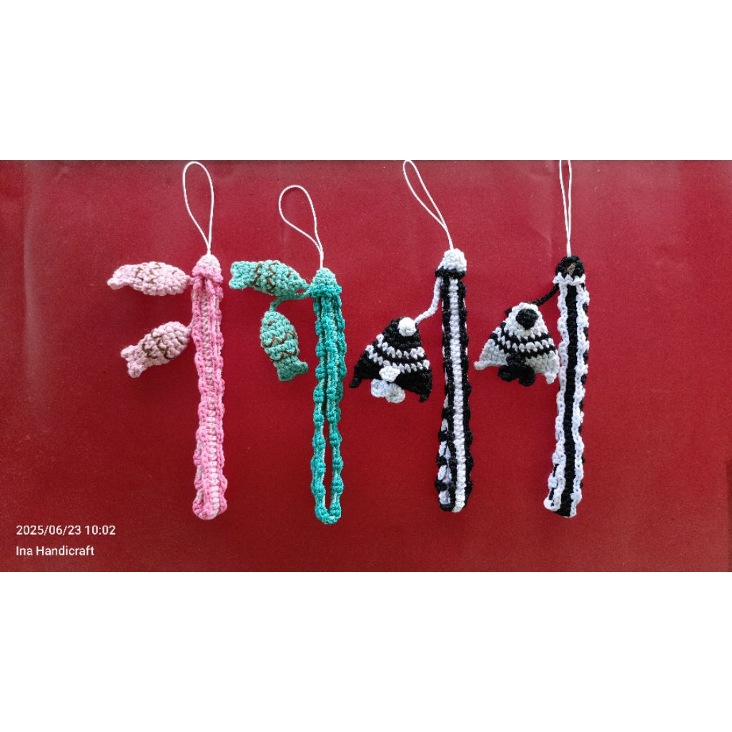 Fish & Cat Phone Strap Crochet/Phone Charm/Hand Strap Ikan & Kucing Rajut