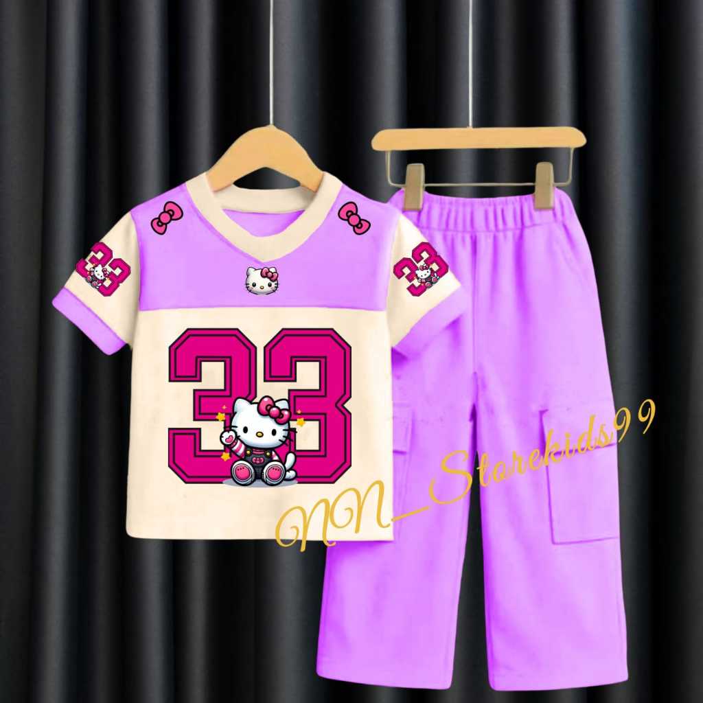 SETELAN ANAK PEREMPUAN VIRAL/ BAJU ANAK PEREMPUAN CELANA KARGO 2-12 TAHUN