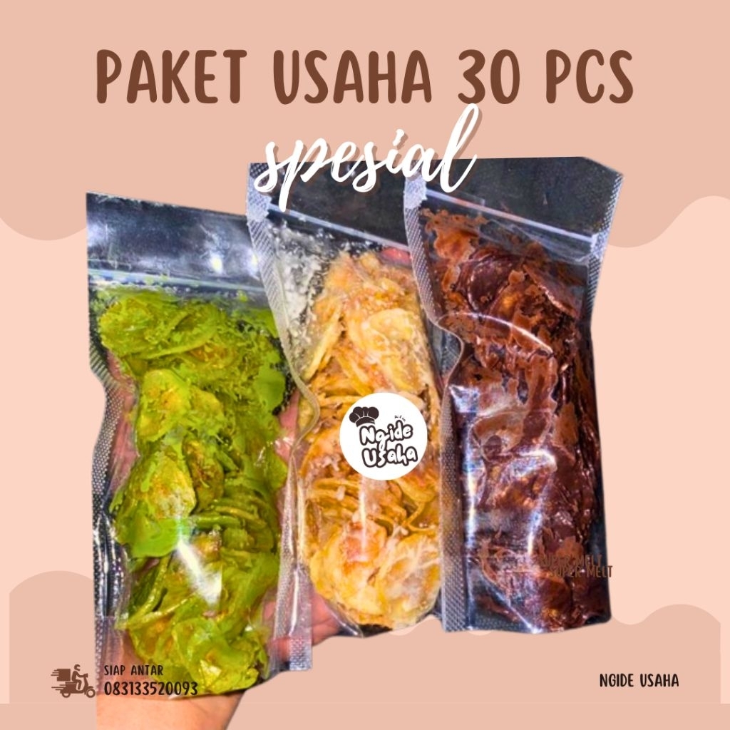 

[PAKET USAHA 30 PCS BANANA CHIPS] rasa coklat taro matcha strawbery milk tiramisu ready baso aci paket usaha ekonomi cuanki instan seblak instan komplit boci ayam suwir pedes mercon enak murah paket jualan cemilan makanan