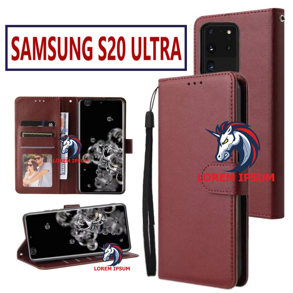 LEATHER CASING SAMSUNG S20 ULTRA CASE KULIT FLIP WALLET LEATHER KULIT PREMIUM SARUNG BUKA TUTUP KESI