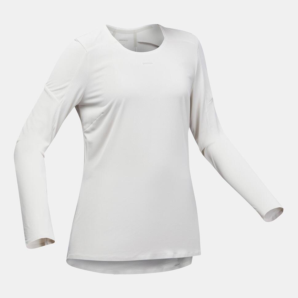 Decathlon QUECHUA Kaos Hiking Lengan Panjang Wanita MH500 - Beige Kaos Hiking Wanita MH500 - 8843939