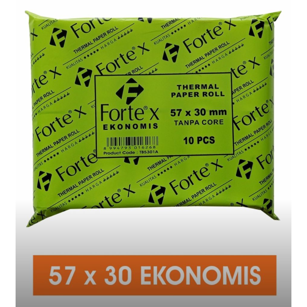 

Kertas Thermal Roll 57x30 FORTE Ekonomis kemasan hijau