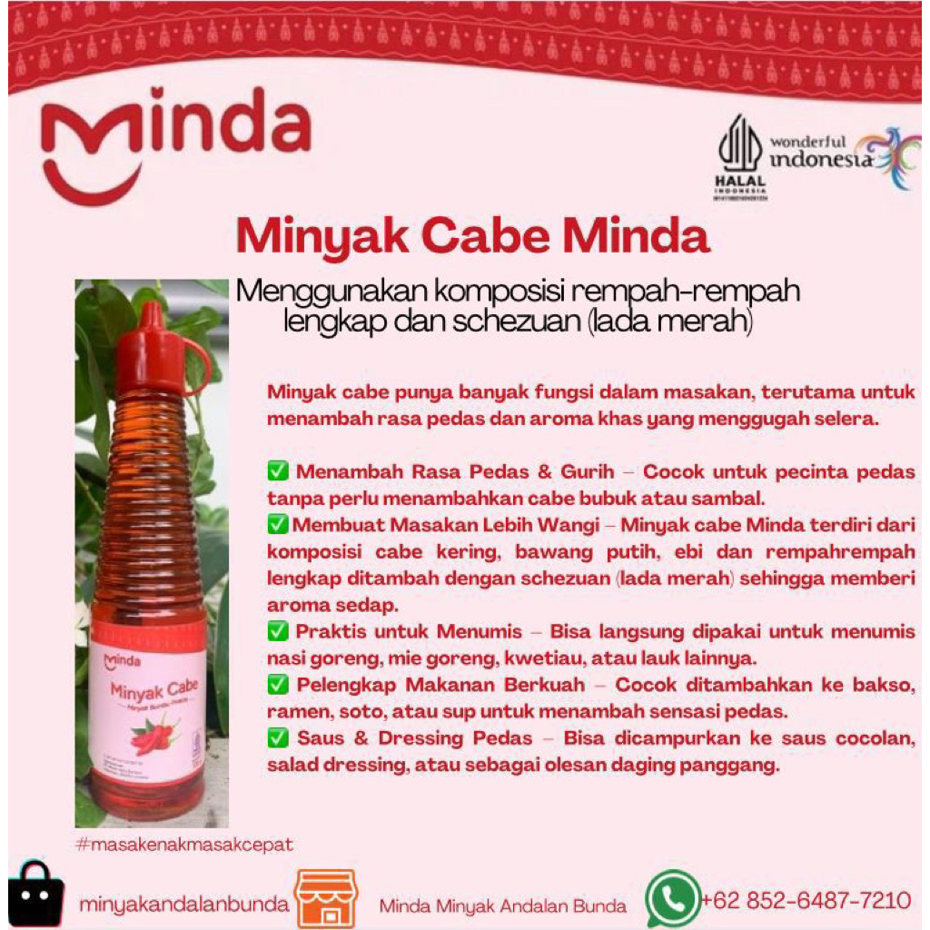 

minyak wijen,minyak bawang putih/merah minyak ayam bawang,minyak cabe/chili oil,minyak udang by minda