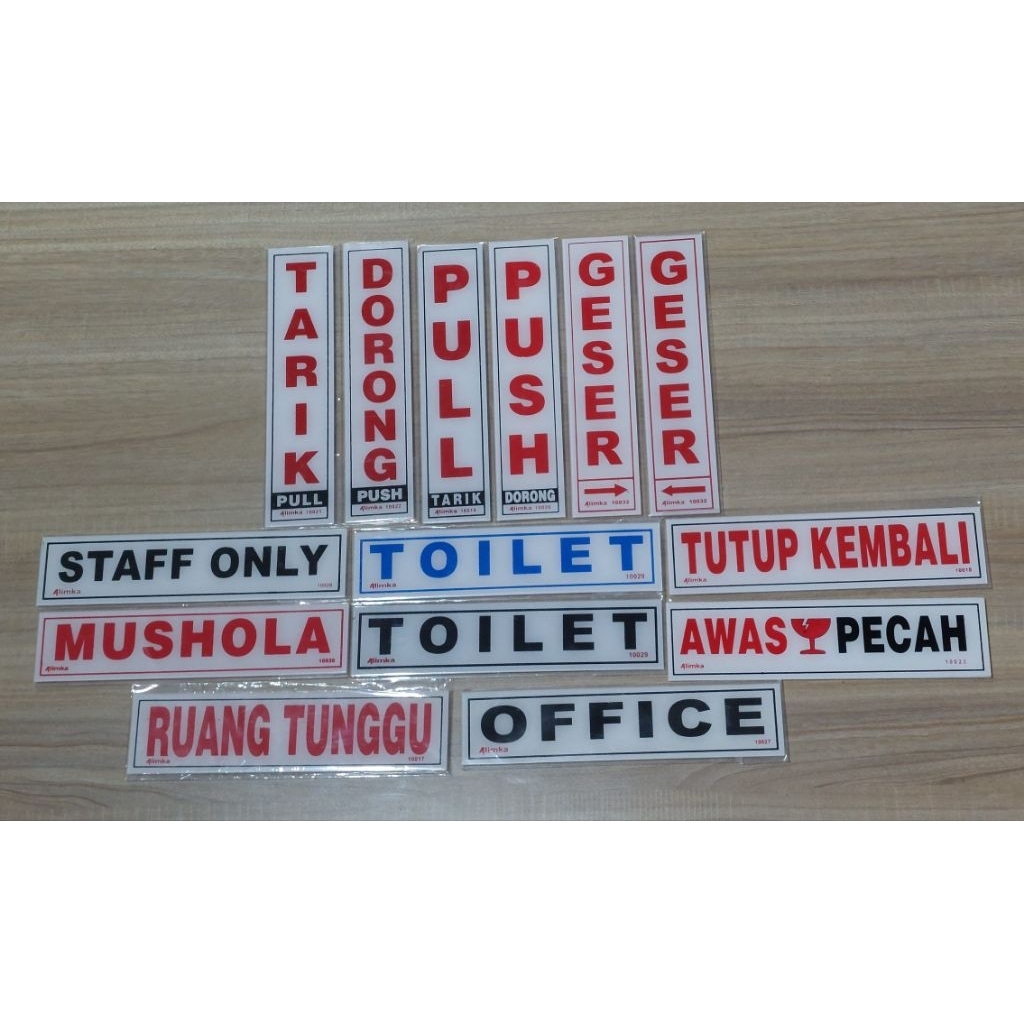 

Label Acrylic (Clear) | Tarik, Dorong, Geser, Musholla, Toilet, dll