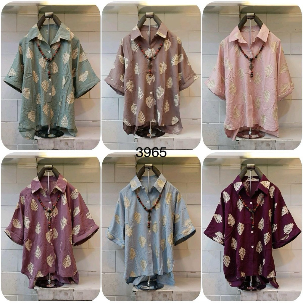 Kemeja wanita bahan rayon motif bunga