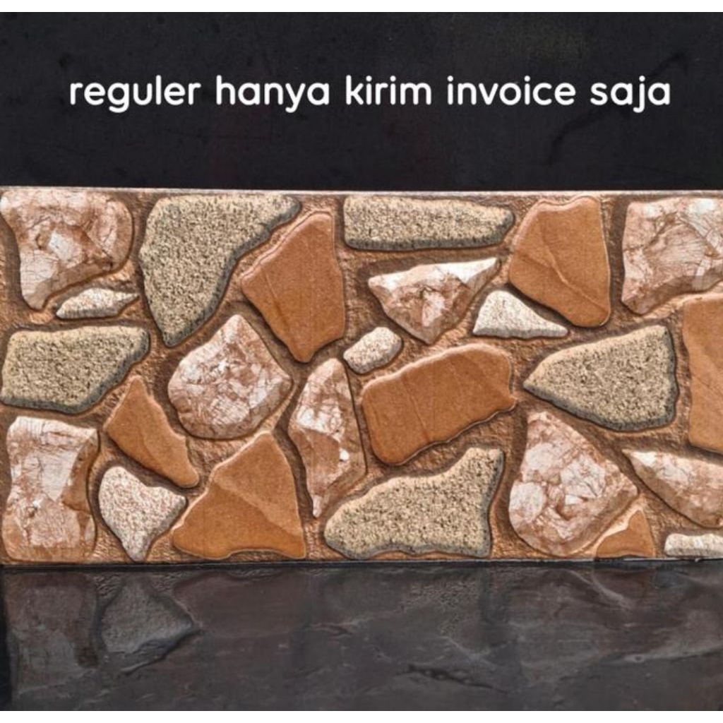 (Ongkir Diluar Aplikasi) Keramik Dinding Batu Alam 20x40 VALDES BEIGE Mulia