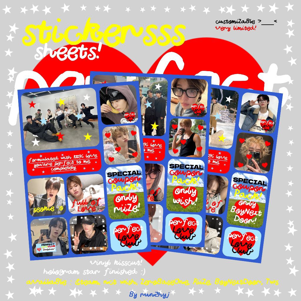 

perfect love club sticker sheets
