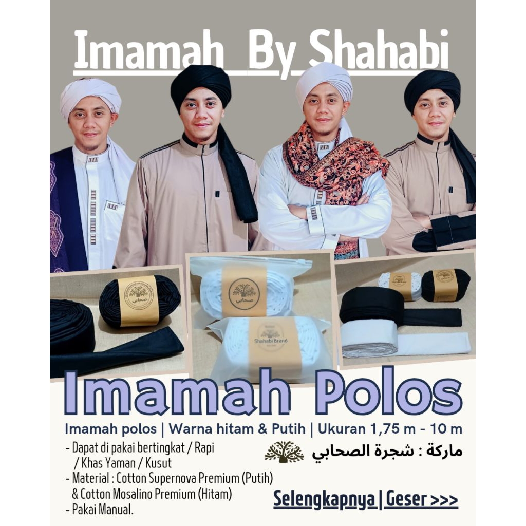 Imamah Polos Panjang Khas Yaman [Pre Order Khusus Size Panjang] Imamah Putih / Imamah Habib Umar /  